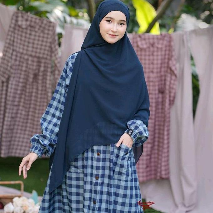 Seline home dress by Khumaira syar'i| gamis daily kotak- kotak