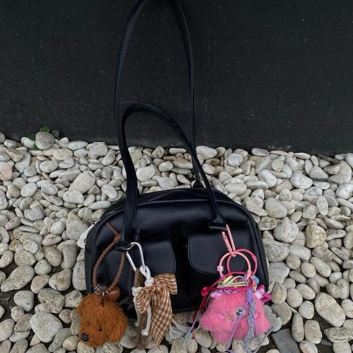 Updown- Leoni Bag - Tas Bahu Wanita Korea Hitam Kulit Dengan Banyak Kantong Kualitas Premium Totebag