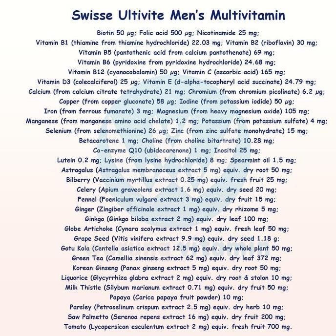 Lansungkirim- Swisse Men'S Ultivite Multivitamin 120 Tablet Untuk Pria