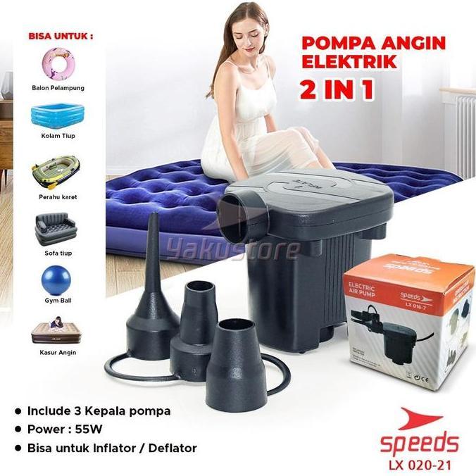 SPEEDS Pompa Elektrik Air Pump Vacuum Angin Hisap Tiup Kasur Pelampung Listrik 020-21