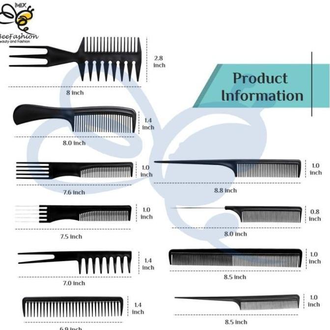 Studix- Perlengkapan Sisir Rambut Salon Hair Comb Profesional - 10Set - Alat Kecantikan