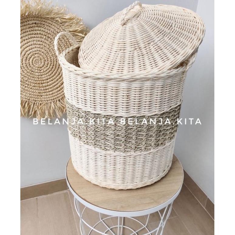 [ZR] keranjang laundry rotan Kombi seagrass hits