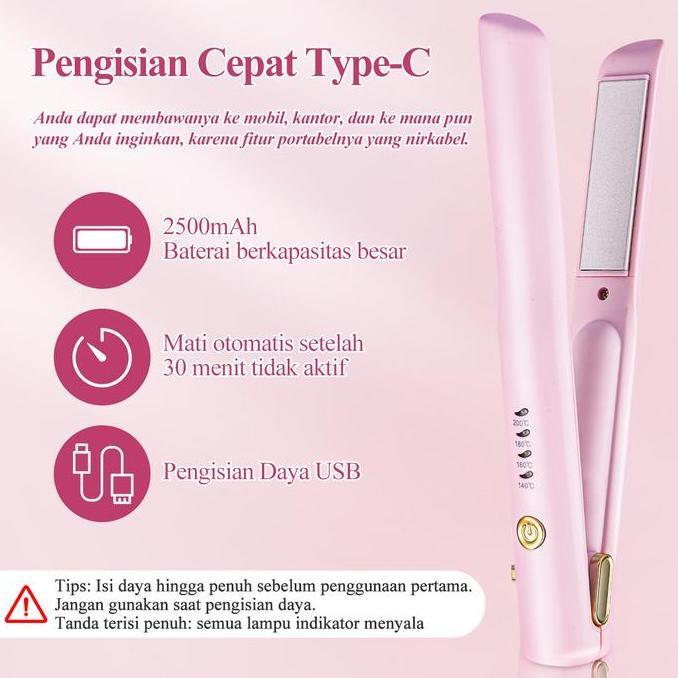 Studix- Ckeyin Usb Charging 2 In 1 Catok Portable / Pengeriting Rambut Kering