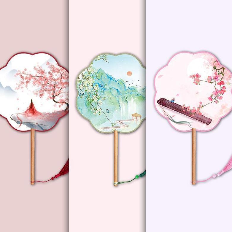 Kipas Kain Oriental Premium Kipas Kain Bulat Premium Kipas Sangjit Kipas Imlek Langsung Kirim