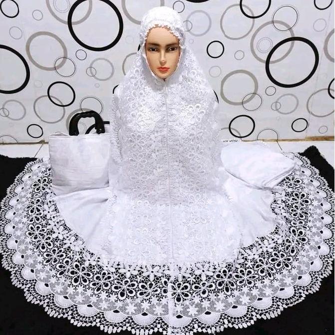 MUKENA SAROJA RENDA MUKENA  SUTRA  BORDIR MEWAH PRADA KHADIJAH RENDA