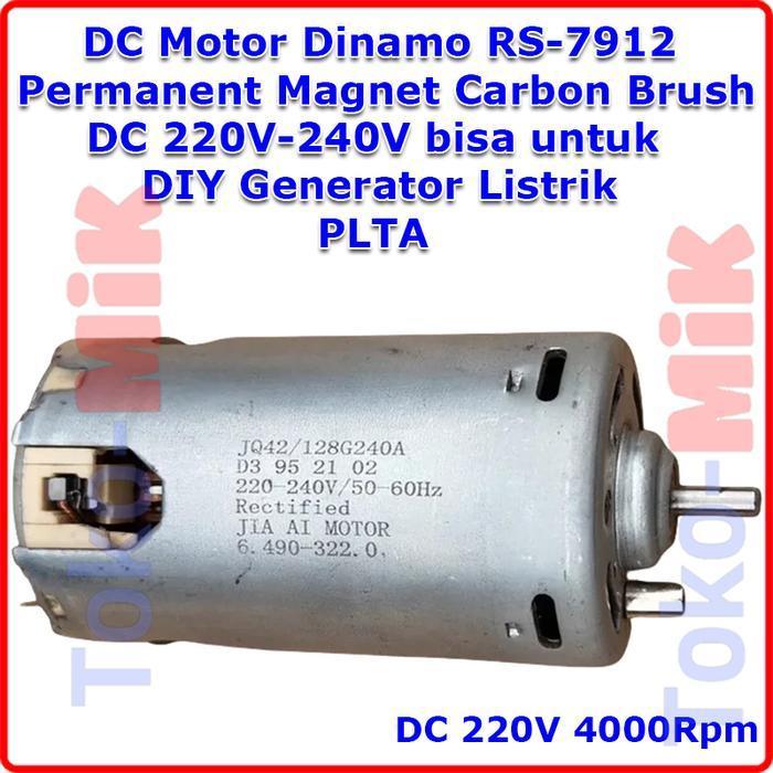 DIY DC Motor Dinamo RS-7912 DC 220V-240V Kecepatan Rendah Torsi Besar bisa untuk DIY Generator Listr
