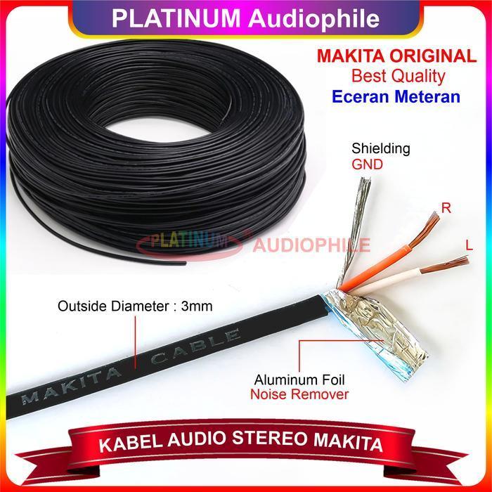 Kabel Audio Stereo Input AUX Headphone Kabel Head Skerem Meteran Makita