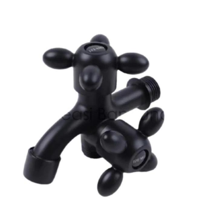 HOROZY Kran Cabang Baling Engkol Keran Air Hand Shower Double Hitam Doff Kamar Mandi Toilet WC Izumo
