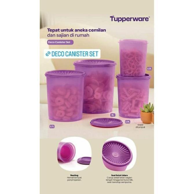 Tupperware deco canister set toples ungu set Original