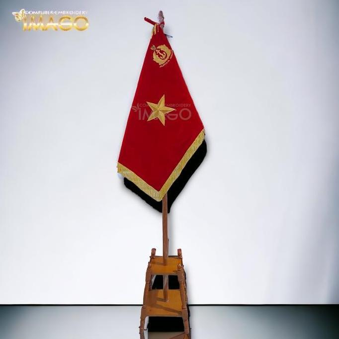 Bendera Pataka Rapati Bintang 1 Logo TNI-AL Bordir - Merah