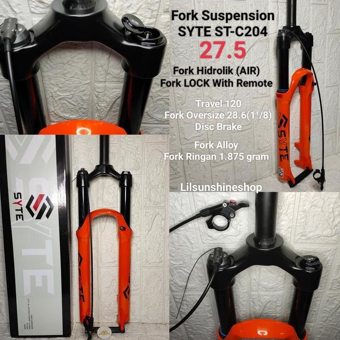 Fork Sepeda MTB 27.5 SYTE ST-C204 Alloy Shock Suspension AIR HIDROLIK Hydraulic T120 Oversize 28.6 L