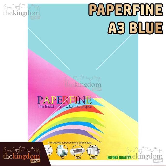 Paperfine Kertas HVS Warna A3 Blue Biru Muda Isi 500 Lembar Kode Warna 180