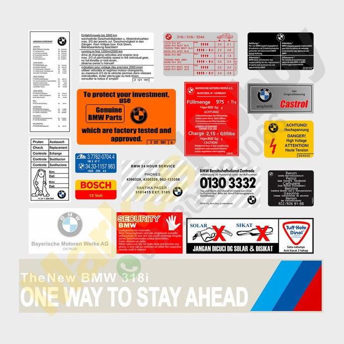 Stiker BMW E30 Warning Set