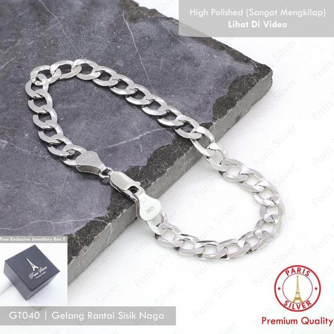 Gelang Pria Rantai Sisik Naga Perak Asli Silver 925 Tangan Cowok Cowo