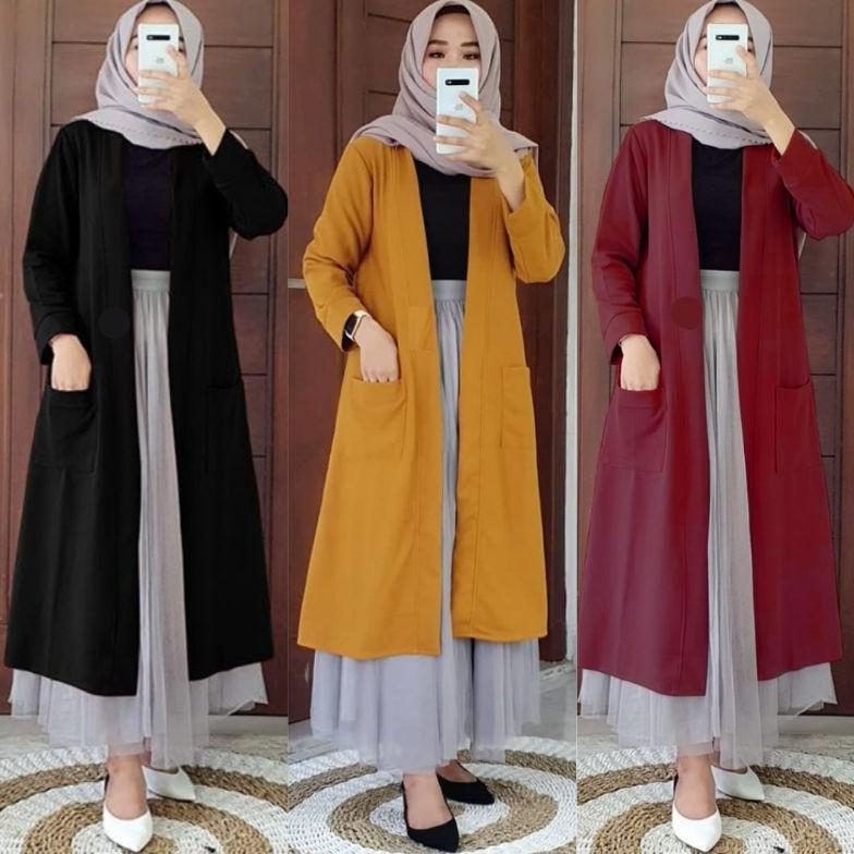 BESTPROMO OUTER BLAZER PANJANG WANITA MUSLIMAH KEKINIAN TERBARU (BLAZER)/ LONG CARDIGAN WANITA BAHAN