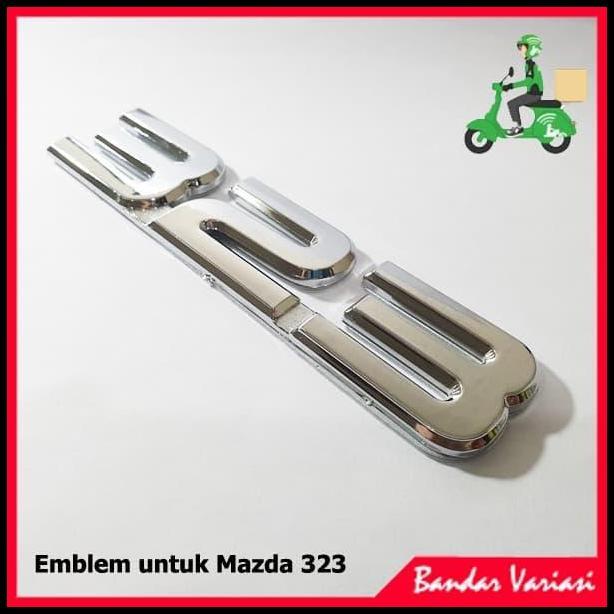 TERLARIS EMBLEM UNTUK MAZDA 323 UNIVERSAL BAHAN PLASTIK FINISHING CHROME 