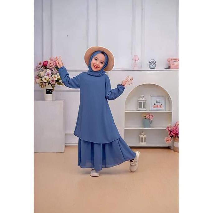 Gamis Malaysia Anak Perempuan Ceruty Babydoll 3-10Thn Baju Dress Muslim