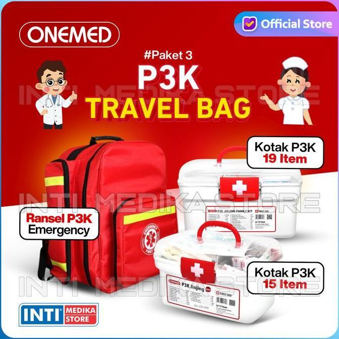 Medclean- Onemed - Kotak P3K Set Jinjing Isi 15 19 Item Lengkap Portable | Tas Ransel Emergency Tanp