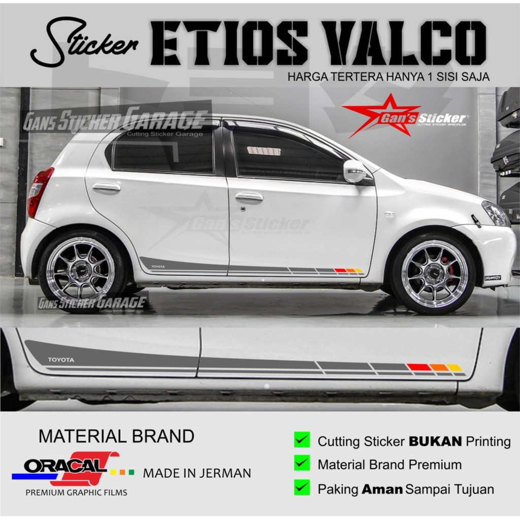 Sticker Cutting Premium Mobil Etios Valco Aksesoris All New Toyota Etios Valco