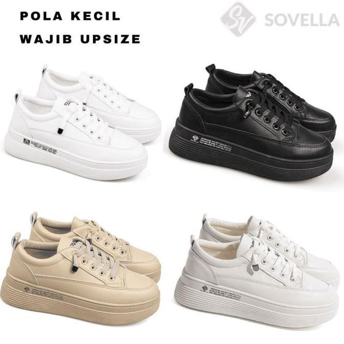 SOVELLA Alexa Sepatu Sneakers Olahraga Sport Kets Putih Hitam Wanita Karet Casual Shoes