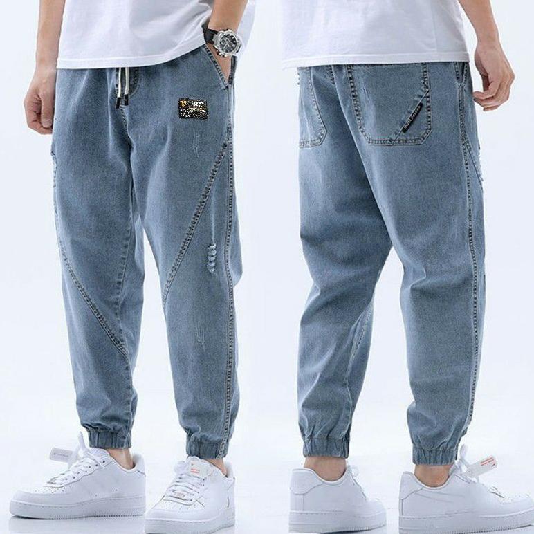 Celana Jogger Korea Pria Premium - Celana Jogger Jeans Polos Stretch Denim - Jogger Panjang, Santai