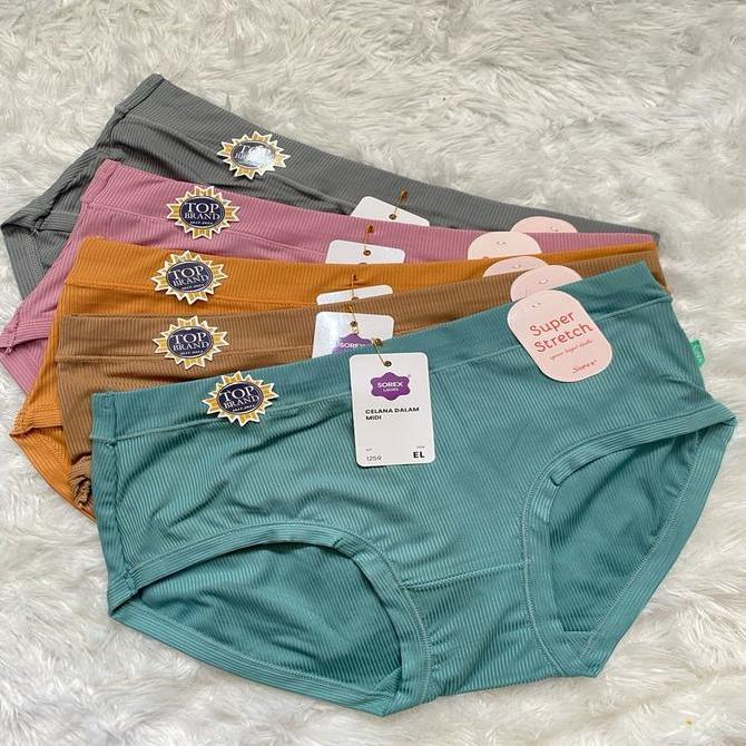 Nixwhat- Cd Wanita Sorex 1259 Midi | Motif Salur Bahan Super Stretch Karet Nyaman