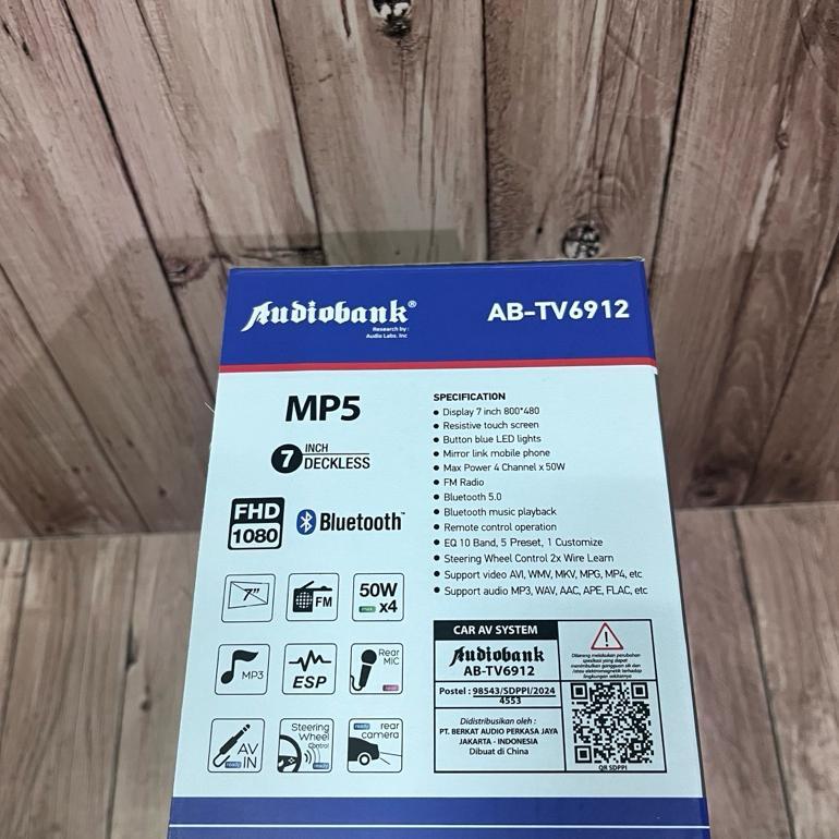 Headunit Double Din Deckless Audiobank 7Inch Autolink Mp5 Usb Bluetooth Komplit