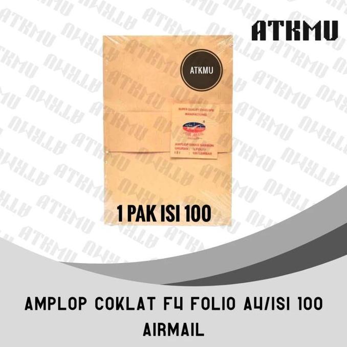 Amplop Coklat F4 Folio A4 Merk Airmail / Amplop Cokelat Salur isi 100