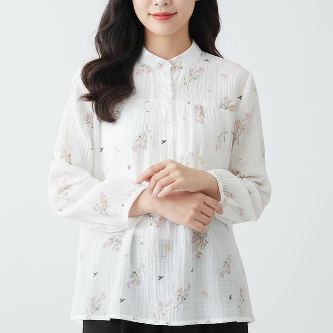 Wkwkwk- Kemeja Wanita Korean Style / Kemeja Wanita Motif Bunga / Pakaian Wanita Muslim / Pakaian Wan