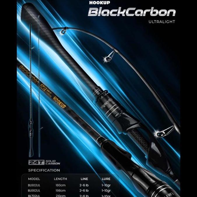 TERBARU - HOOKUP BLACK CARBON ULTRALIGHT ROD JORAN PANCING MICRO-JIGGING CASTING ULTRALIGHT PANJANG 