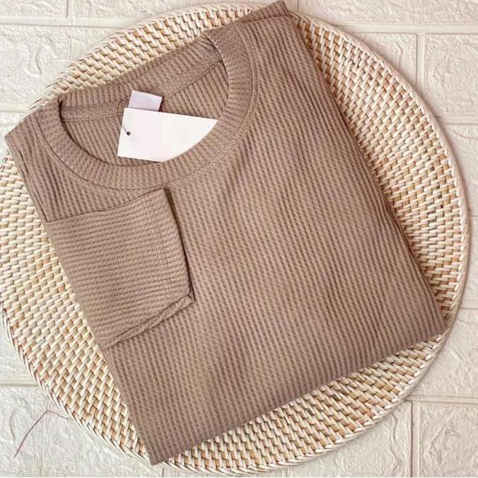 Wkwkwk- Tunik Knit Waffle Oval Terbaru / Long Tunik Rajut