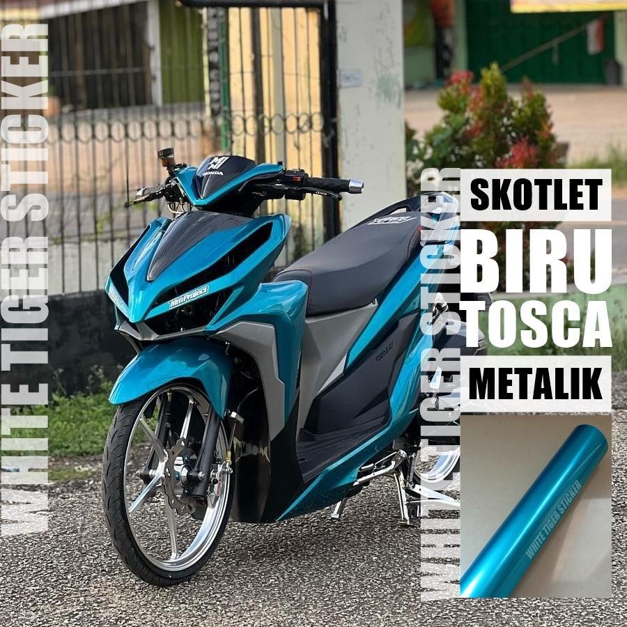 TERMURAH SKOTLET STIKER MOTOR BIRU TOSCA METALIK CANDY SKOTLET BIRU TOSCA CANDY SCOTLITE BIRU TOSCA 