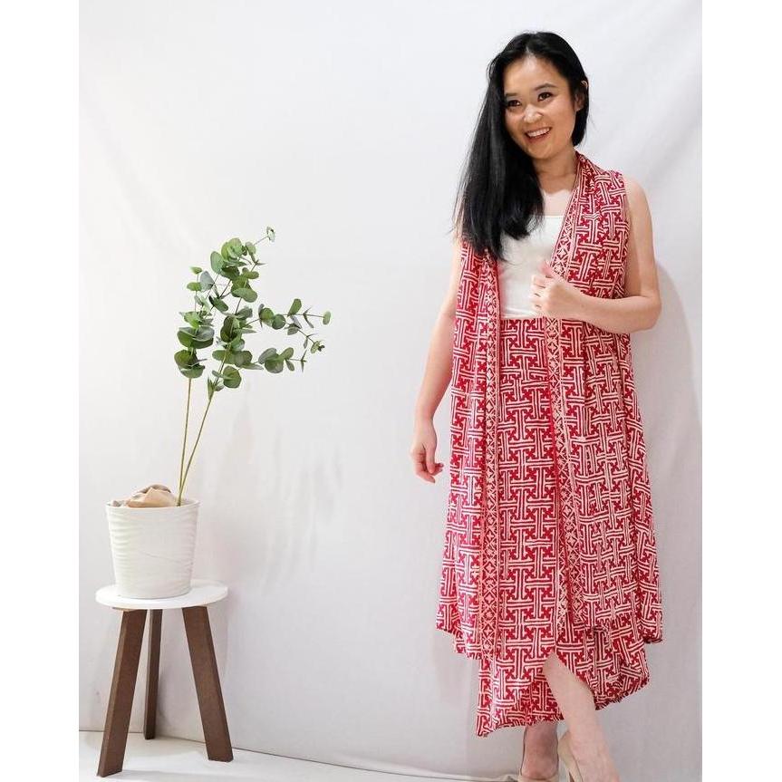 OUTER BATIK OUTER TANPA LENGAN BATIK MODERN LUARAN WANITA OUTER BATIK BATIK MODERN WANITA SLEEVELESS