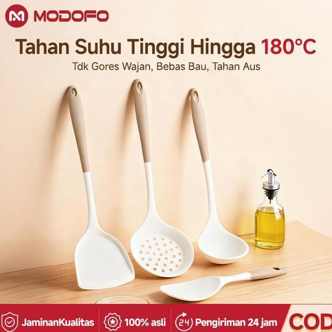 berdoss_balimay - [ cod ] modofo spatula silicone tahan panas set of 4 anti lengket food grade spatu