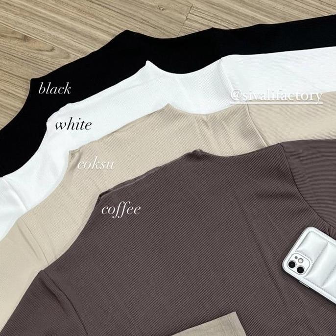 SIVALI Inner Hijab Baju Atasan Untuk Dalaman Turtleneck Lengan Panjang Bahan Rib Tebal Premium 1000 