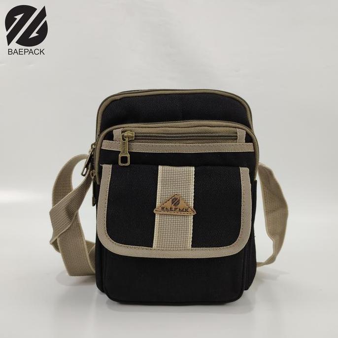 DS153 >> Tas Selempang Kanvas Pria Alfie Hitam Original Baepack / Tas Bahu Selempang Canvas Premium 