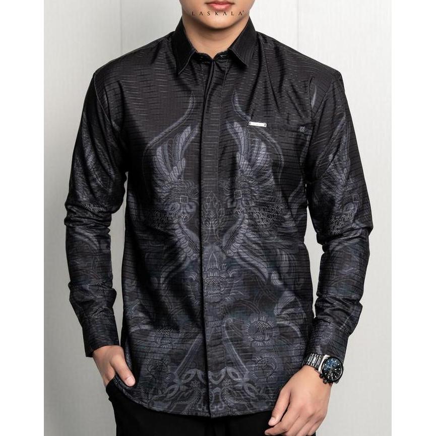 Laskala Batik Premium Prabu Kemeja Batik Pria Slimfit Lengan Panjang