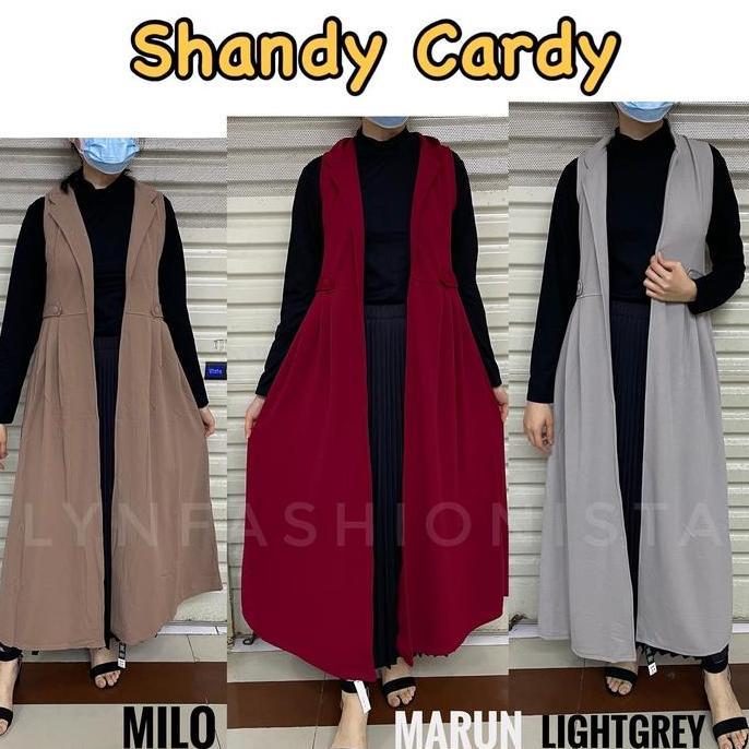LONG CARDIGAN WANITA FASHION MUSLIMAH TANPA LENGAN/OUTER PANJANG KARDIGAN GAMIS MEWAH/SHANDY