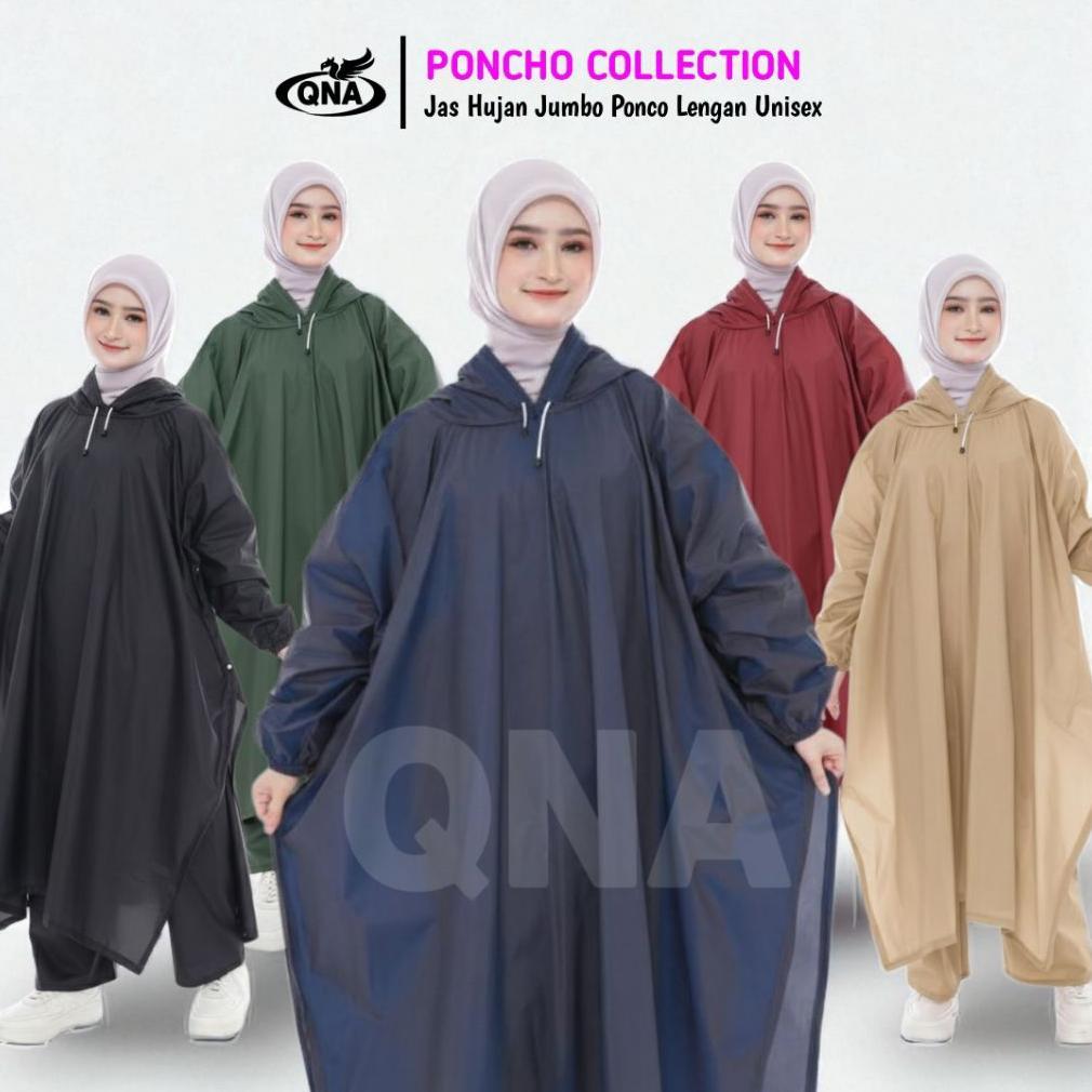 PREMIUM JAS HUJAN JUMBO PONCO LENGAN TERBAIK KUAT BERKUALITAS BY QNA MANTEL