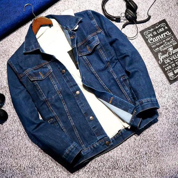 Jaket Jeans Pria Wanita Denim Bioblit Biothing Polos Terbaru kancing sandwash Nyaman Tebal  Kulit Pa