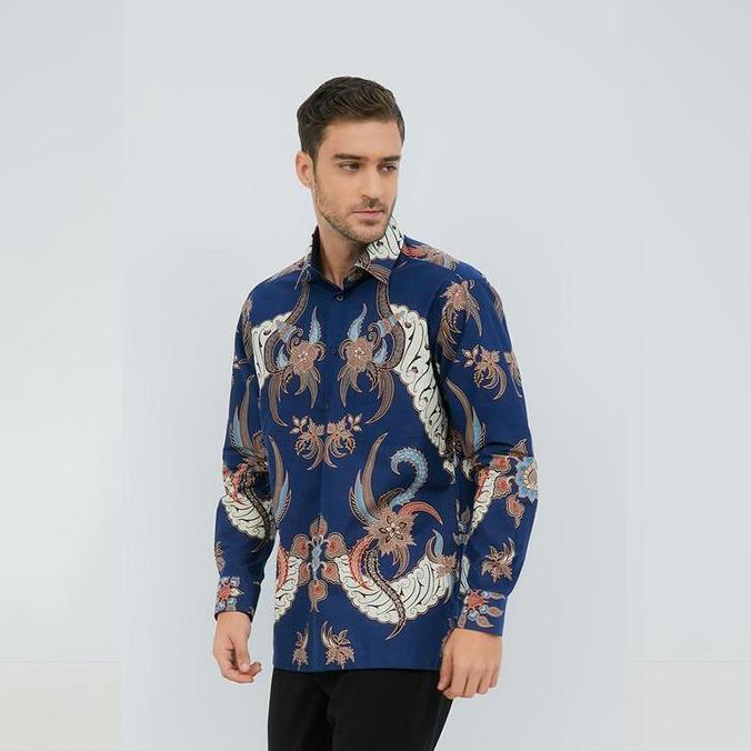 Alisan Kemeja Lengan Panjang Batik Kombinasi 10666 Biru Reguler