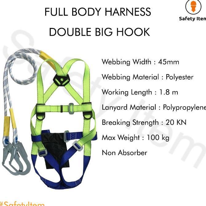 Full Body Harness Double Big Hook / Safety Body Harness Double Big Hook Lanyard