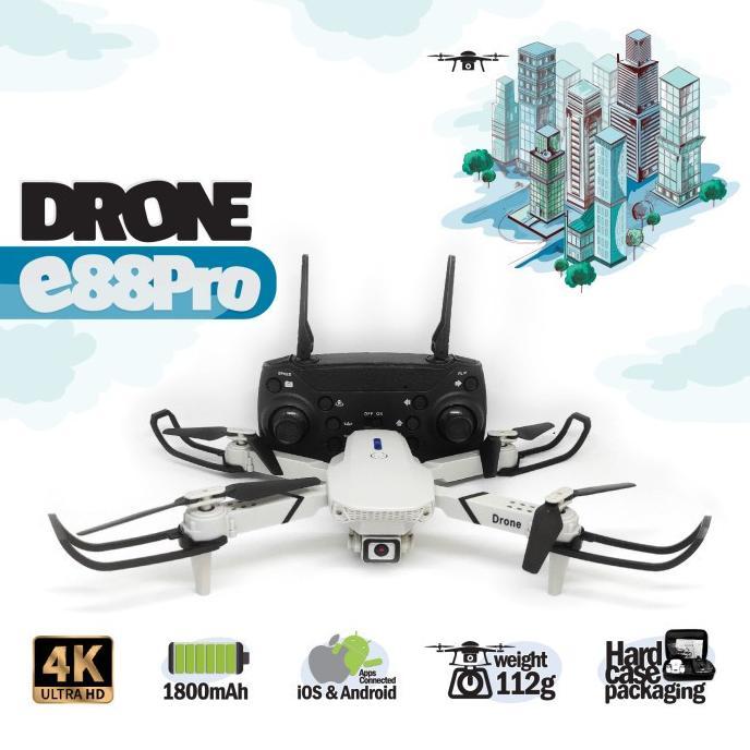 Drone E88Pro 4K Ultrahd Camera Foldable Drone Lipat Single Camera