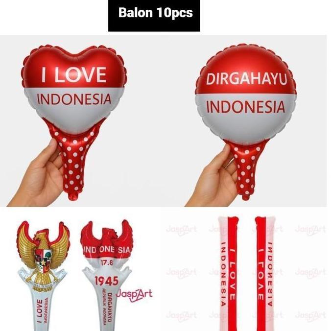 #####] 50pcs Balon PENTUNGAN Foil HUT RI - Balon Tepuk Pentungan Dirgahayu Indonesia 17an 17 Agustus