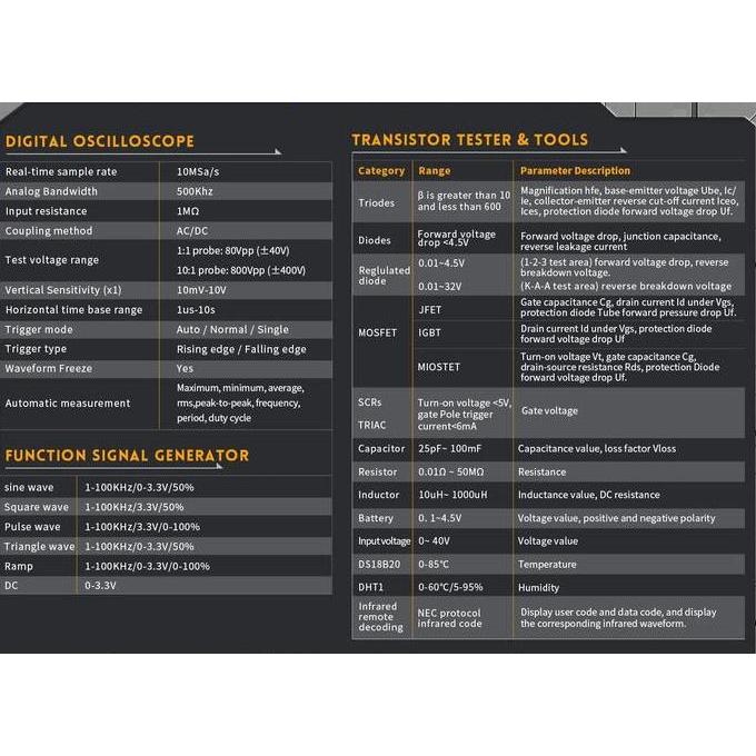 FNIRSI DSO-TC3 Oscilloscope Portable Handheld Transistor Test DSO TC3