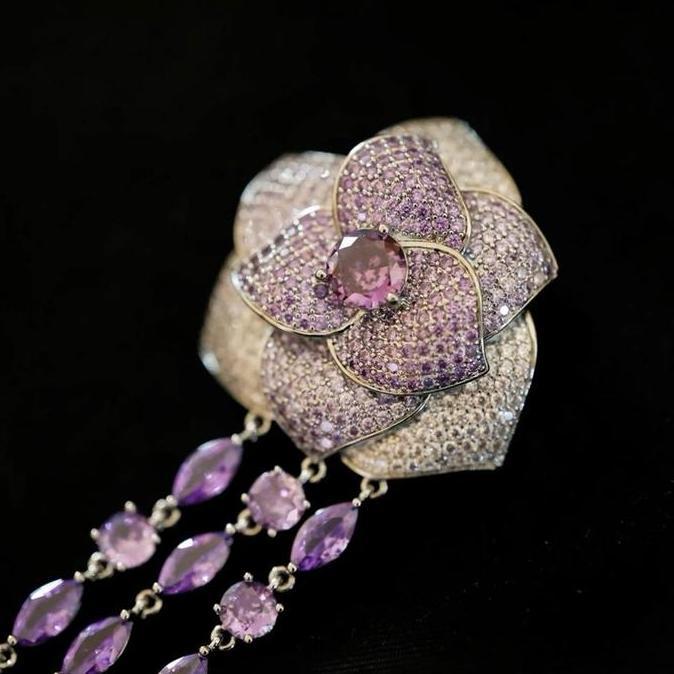Bros Kebaya Juntai Ungu Eksklusif Mewah Bros Bahu Zirkon Original Terbaru Bros Hijab Premium Elegan 