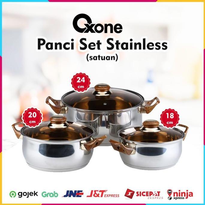 Panci Stainless Steel + Tutup Kaca Satuan Oxone OX-933P LJ