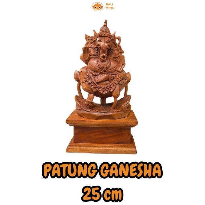 langsung order saja] Patung Ganesha Ukir Kayu Suar 25 cm - Patung Ganesa Kayu Ukir - Patung Dewa Gan