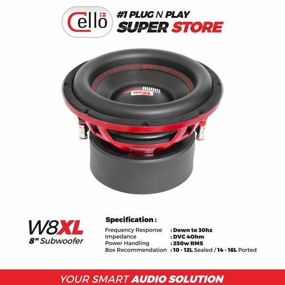 Promo CELLO Subwoofer W8XL 8 Inch Subwoofer Mobil Bass Dalam & Bertenaga | DVC | Upgrade Audio PRO D