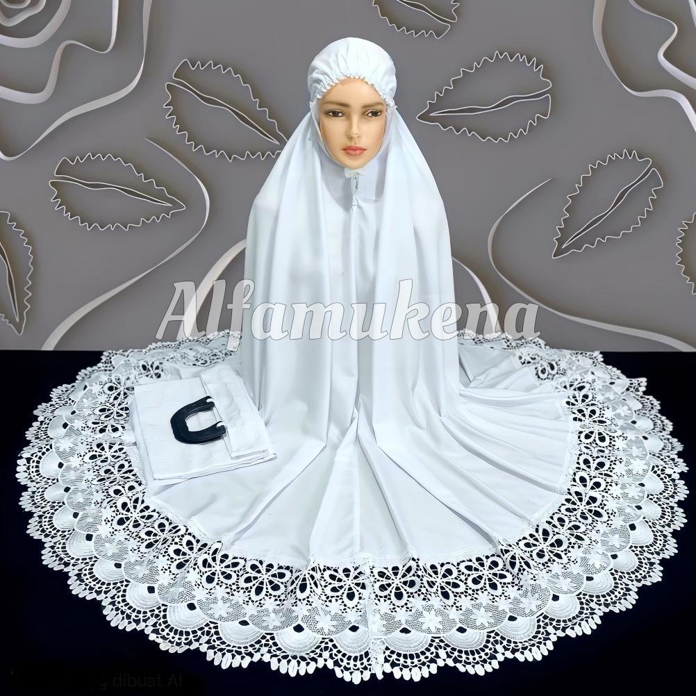 Sale Mukena Dewasa Katun Premium Renda Putih Elegan